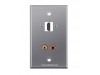 Placa Tapa HDMI 1.4 + 2 RCA en Aluminio